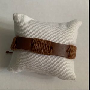 Tan Leather Bracelet Entwined with Lace Details